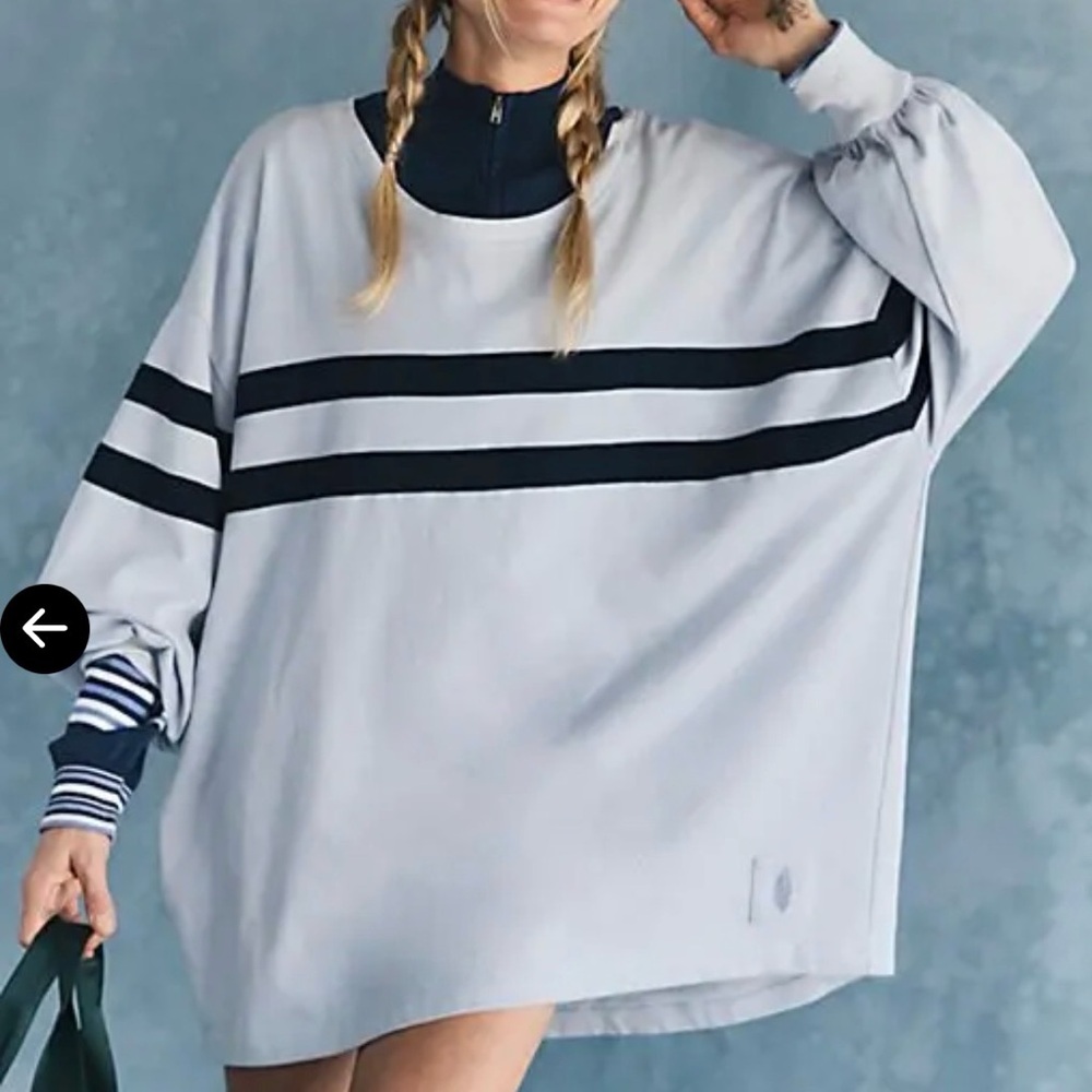 Free People Post Up Layer Top in Ice grey combo